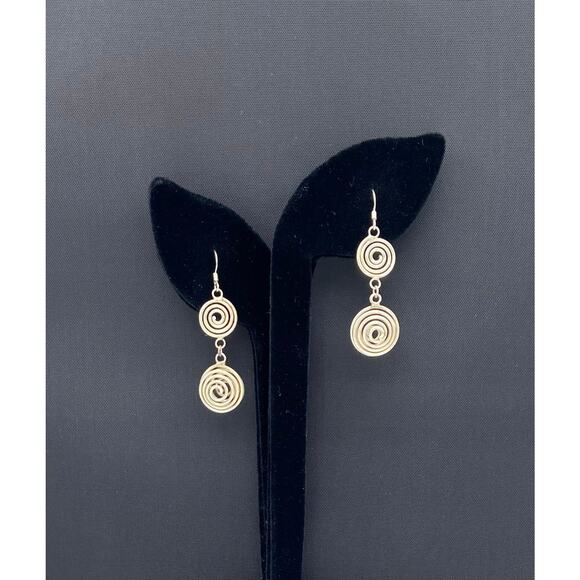Sterling Silver Spiral Dangle Wire Earrings - Picture 10 of 11
